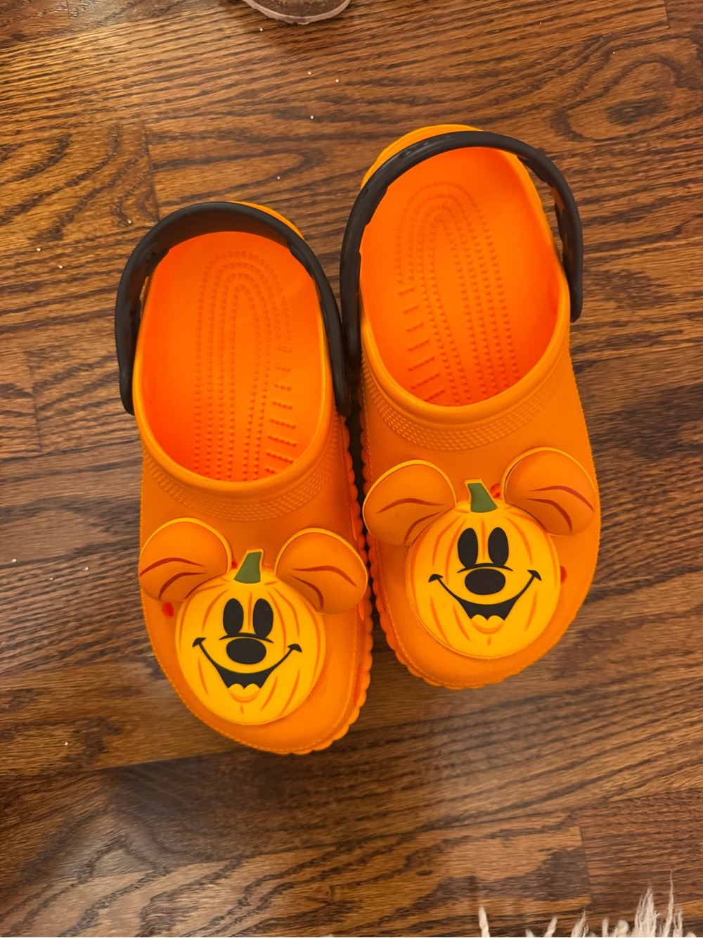 Disney Orange Pumpkin Mickey Ear Clogs with Black Heel Strap